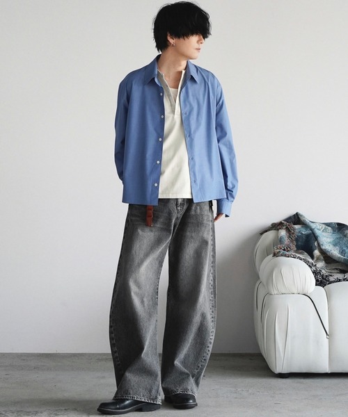 WYM LIDNM（ウィム バイ リドム）の「PIGMENT DYED HENLEY L/S TEE（Tシャツ/カットソー・メンズ・ライトグレー/グレー/チャコール・L/M/S）」の15枚目の写真