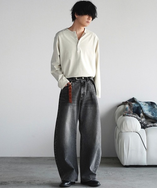 WYM LIDNM（ウィム バイ リドム）の「PIGMENT DYED HENLEY L/S TEE（Tシャツ/カットソー・メンズ・ライトグレー/グレー/チャコール・L/M/S）」の20枚目の写真