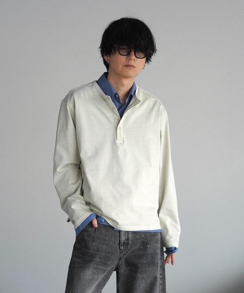 WYM LIDNM（ウィム バイ リドム）の「PIGMENT DYED HENLEY L/S TEE（Tシャツ/カットソー・メンズ・ライトグレー/グレー/チャコール・L/M/S）」の16枚目の写真