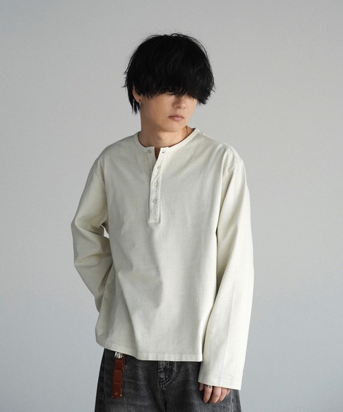WYM LIDNM（ウィム バイ リドム）の「PIGMENT DYED HENLEY L/S TEE（Tシャツ/カットソー・メンズ・ライトグレー/グレー/チャコール・L/M/S）」の13枚目の写真