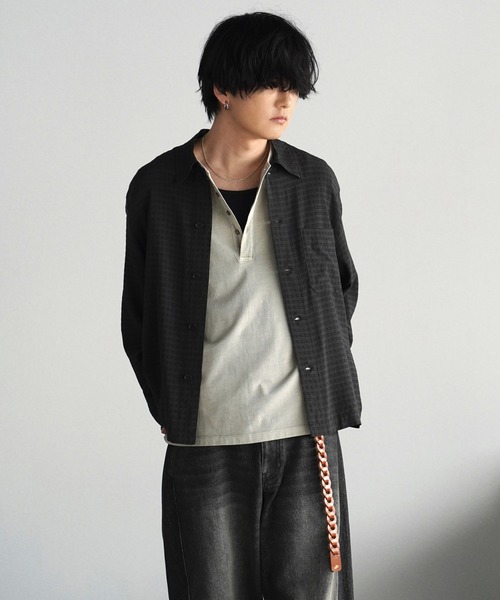 WYM LIDNM（ウィム バイ リドム）の「PIGMENT DYED HENLEY L/S TEE（Tシャツ/カットソー・メンズ・ライトグレー/グレー/チャコール・L/M/S）」の5枚目の写真