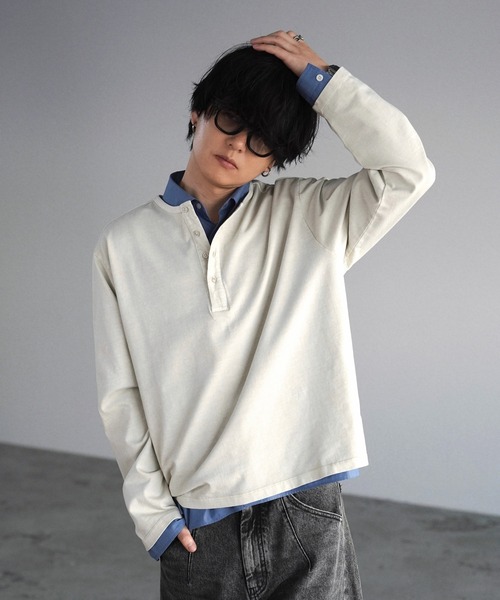WYM LIDNM（ウィム バイ リドム）の「PIGMENT DYED HENLEY L/S TEE（Tシャツ/カットソー・メンズ・ライトグレー/グレー/チャコール・L/M/S）」の19枚目の写真
