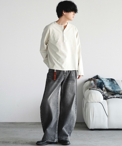 WYM LIDNM（ウィム バイ リドム）の「PIGMENT DYED HENLEY L/S TEE（Tシャツ/カットソー・メンズ・ライトグレー/グレー/チャコール・L/M/S）」の21枚目の写真