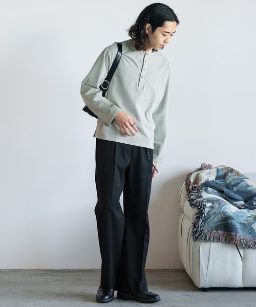 WYM LIDNM（ウィム バイ リドム）の「PIGMENT DYED HENLEY L/S TEE（Tシャツ/カットソー・メンズ・ライトグレー/グレー/チャコール・L/M/S）」の12枚目の写真