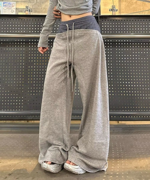 Vipoa（ヴィポア）の「Navy check layer sweat pants（スウェットパンツ・レディース・グレー・FREE）」の21枚目の写真