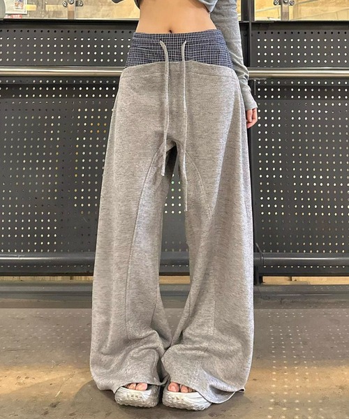 Vipoa（ヴィポア）の「Navy check layer sweat pants（スウェットパンツ・レディース・グレー・FREE）」の22枚目の写真