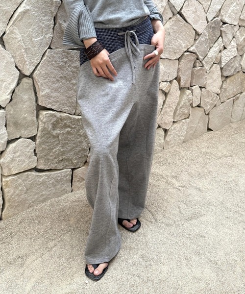 Vipoa（ヴィポア）の「Navy check layer sweat pants（スウェットパンツ・レディース・グレー・FREE）」の12枚目の写真
