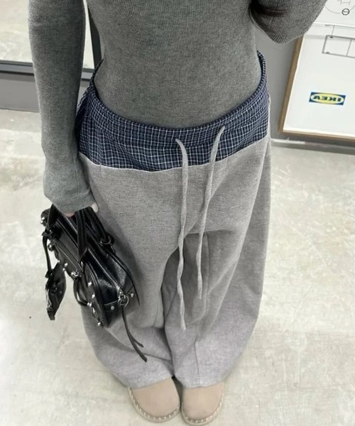Vipoa（ヴィポア）の「Navy check layer sweat pants（スウェットパンツ・レディース・グレー・FREE）」の19枚目の写真