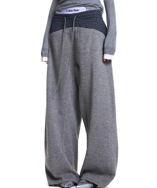 Vipoa（ヴィポア）の「Navy check layer sweat pants（スウェットパンツ・レディース・グレー・FREE）」の8枚目の写真