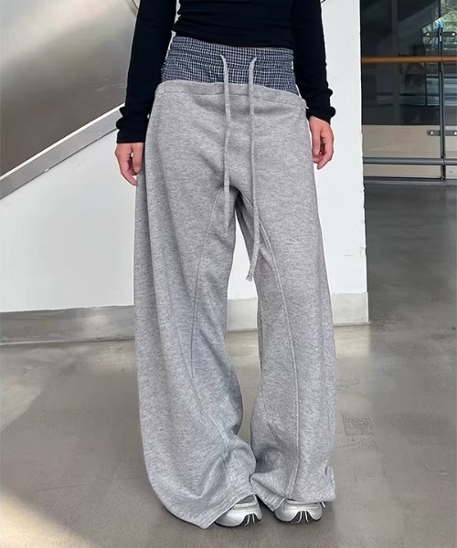 Vipoa（ヴィポア）の「Navy check layer sweat pants（スウェットパンツ・レディース・グレー・FREE）」の14枚目の写真