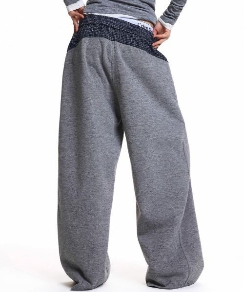 Vipoa（ヴィポア）の「Navy check layer sweat pants（スウェットパンツ・レディース・グレー・FREE）」の10枚目の写真