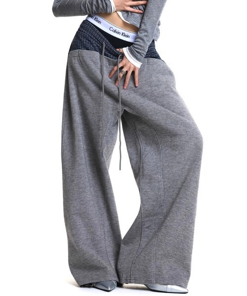 Vipoa（ヴィポア）の「Navy check layer sweat pants（スウェットパンツ・レディース・グレー・FREE）」の11枚目の写真
