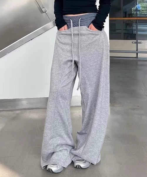Vipoa（ヴィポア）の「Navy check layer sweat pants（スウェットパンツ・レディース・グレー・FREE）」の15枚目の写真