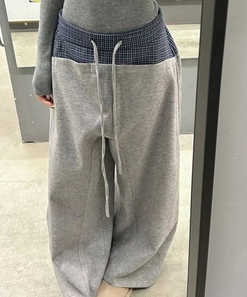 Vipoa（ヴィポア）の「Navy check layer sweat pants（スウェットパンツ・レディース・グレー・FREE）」の20枚目の写真