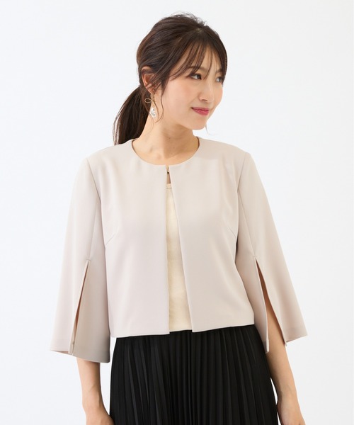 Rose Tiara（ローズティアラ）の「【接触冷感/シワになりにくい】ケープジャケット（ノーカラージャケット・レディース・ブラック/ベージュ・38/40/42/46）」の7枚目の写真