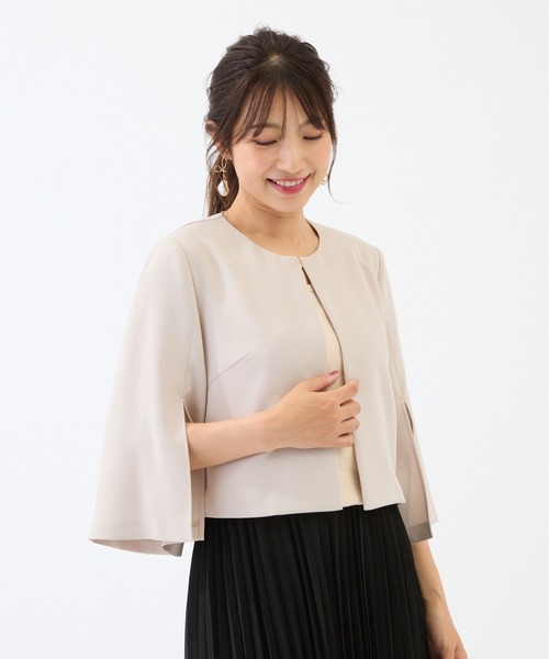 Rose Tiara（ローズティアラ）の「【接触冷感/シワになりにくい】ケープジャケット（ノーカラージャケット・レディース・ブラック/ベージュ・38/40/42/46）」の8枚目の写真