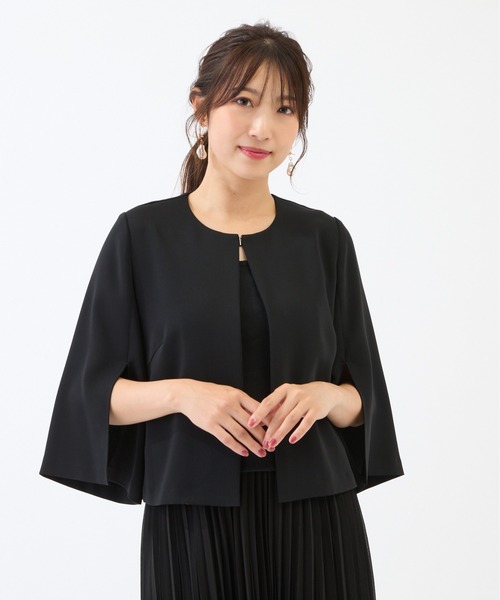 Rose Tiara（ローズティアラ）の「【接触冷感/シワになりにくい】ケープジャケット（ノーカラージャケット・レディース・ブラック/ベージュ・38/40/42/46）」の10枚目の写真