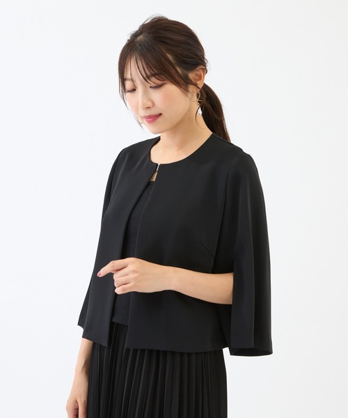 Rose Tiara（ローズティアラ）の「【接触冷感/シワになりにくい】ケープジャケット（ノーカラージャケット・レディース・ブラック/ベージュ・38/40/42/46）」の11枚目の写真