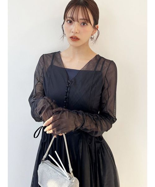 SNIDEL(スナイデル)の「チュールボリュームドレス(ドレス・レディース・ライトグレー/グリーン/ネイビー・0/1)」の6枚目の写真