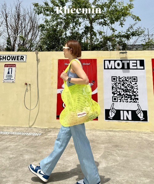 RHEEMIN(リーミン)の「BIG MESH HORY(トートバッグ・レディース・イエロー/オレンジ/スカイブルー/ブラック・FREE)」の20枚目の写真