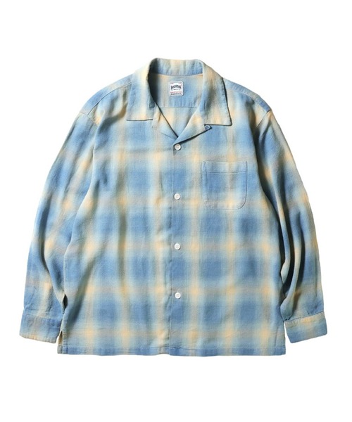 HOUSTON（ヒューストン）の「HOUSTON インディゴへリンボーンオンブレチェック長袖シャツ（シャツ/ブラウス・メンズ・ブルー系その他/ブルー系その他2・X-LARGE/LARGE/MEDIUM/XX-LARGE）」の2枚目の写真