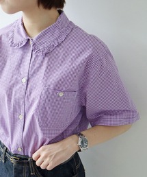 PAR ICI | 【WEB限定カラー】ギンガムチェック/無地 襟フリルブラウス(シャツ/ブラウス)