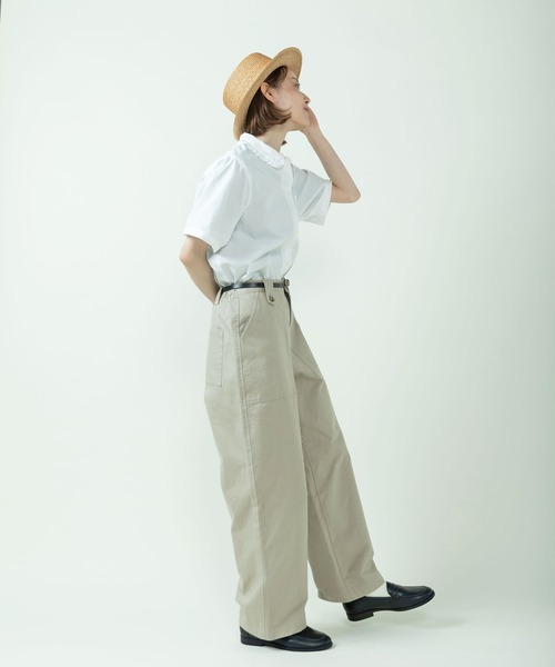 PAR ICI（パーリッシィ）の「【WEB限定カラー】ギンガムチェック/無地 襟フリルブラウス（シャツ/ブラウス・レディース・パープル/ホワイト/グリーン/ブルー・FREE）」の22枚目の写真