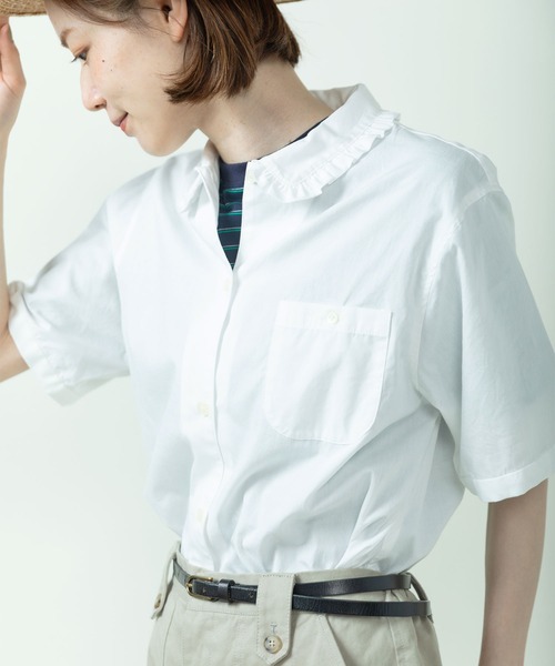 PAR ICI（パーリッシィ）の「【WEB限定カラー】ギンガムチェック/無地 襟フリルブラウス（シャツ/ブラウス・レディース・パープル/ホワイト/グリーン/ブルー・FREE）」の16枚目の写真