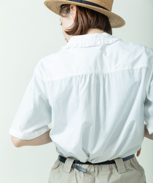 PAR ICI（パーリッシィ）の「【WEB限定カラー】ギンガムチェック/無地 襟フリルブラウス（シャツ/ブラウス・レディース・パープル/ホワイト/グリーン/ブルー・FREE）」の18枚目の写真