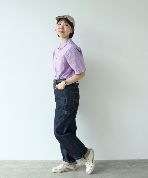 PAR ICI（パーリッシィ）の「【WEB限定カラー】ギンガムチェック/無地 襟フリルブラウス（シャツ/ブラウス・レディース・パープル/ホワイト/グリーン/ブルー・FREE）」の5枚目の写真