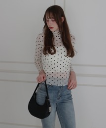High-neck Sheer Dot Slim Top / ハイネック シアードット スリムトップ