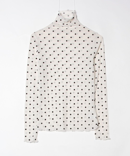 CeLess(セレス)の「High-neck Sheer Dot Slim Top / ハイネック シアードット スリムトップ(Tシャツ/カットソー・レディース・ホワイト/ブラック・FREE)」の20枚目の写真