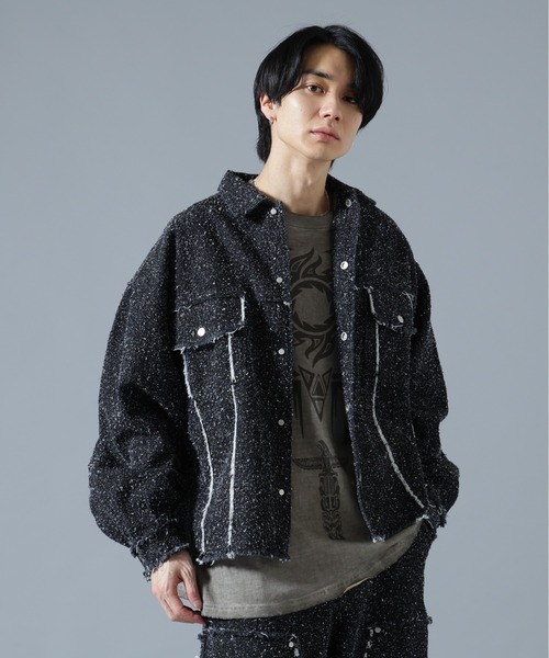 DANKE SCHON(ダンケシェーン)の「DankeSchon/ダンケシェーン/NEEDLEPUNCH DENIM 3RD JACKET(デニムジャケット・メンズ・ブラック/ブルー/ホワイト・L/M/S)」の3枚目の写真