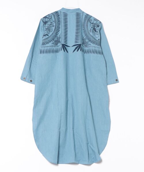 チャイハネ（チャイハネ）の「【チャイハネ】マナリカMEN'Sバンドカラーロングシャツ（シャツ/ブラウス・メンズ・インディゴブルー/ライトインディゴブルー・FREE）」の16枚目の写真