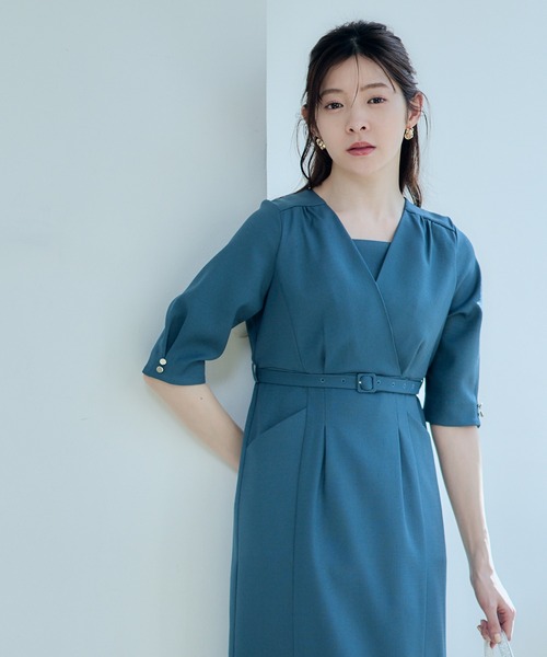 12Twelve Agenda（トゥエルブ　アジェンダ）の「カシュクール風ナローワンピース（ワンピース・レディース・ブルーグリーン/ベージュ/グリーン・M）」の15枚目の写真