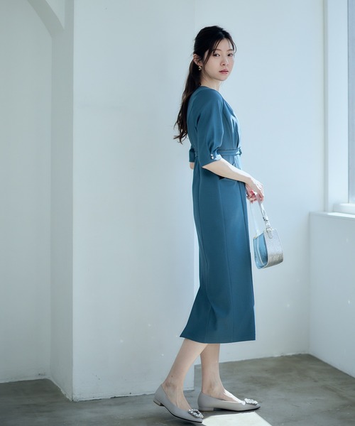 12Twelve Agenda（トゥエルブ　アジェンダ）の「カシュクール風ナローワンピース（ワンピース・レディース・ブルーグリーン/ベージュ/グリーン・M）」の13枚目の写真
