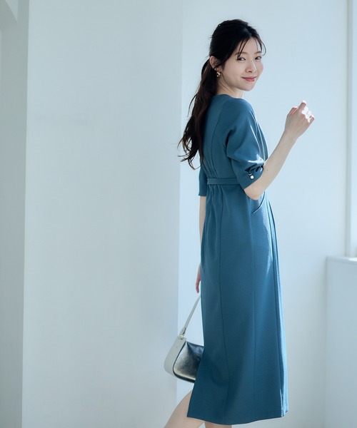 12Twelve Agenda（トゥエルブ　アジェンダ）の「カシュクール風ナローワンピース（ワンピース・レディース・ブルーグリーン/ベージュ/グリーン・M）」の14枚目の写真
