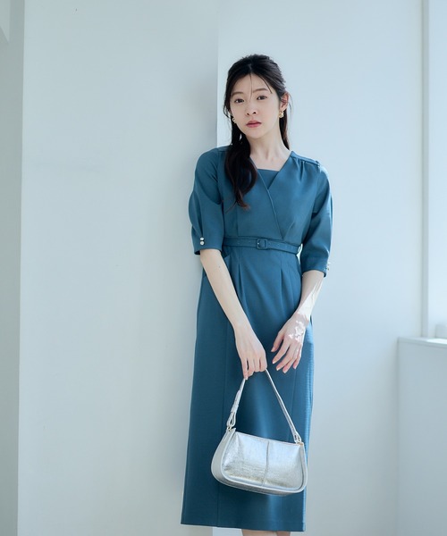 12Twelve Agenda（トゥエルブ　アジェンダ）の「カシュクール風ナローワンピース（ワンピース・レディース・ブルーグリーン/ベージュ/グリーン・M）」の17枚目の写真