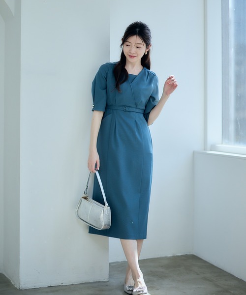 12Twelve Agenda（トゥエルブ　アジェンダ）の「カシュクール風ナローワンピース（ワンピース・レディース・ブルーグリーン/ベージュ/グリーン・M）」の8枚目の写真