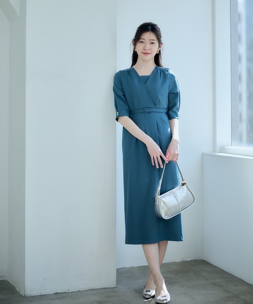 12Twelve Agenda（トゥエルブ　アジェンダ）の「カシュクール風ナローワンピース（ワンピース・レディース・ブルーグリーン/ベージュ/グリーン・M）」の9枚目の写真
