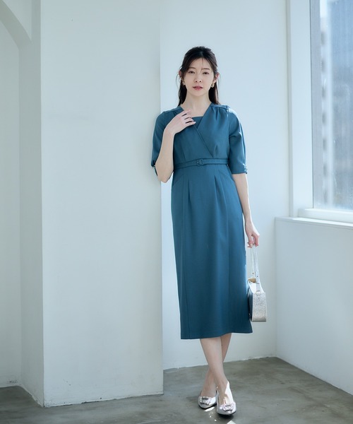 12Twelve Agenda（トゥエルブ　アジェンダ）の「カシュクール風ナローワンピース（ワンピース・レディース・ブルーグリーン/ベージュ/グリーン・M）」の10枚目の写真