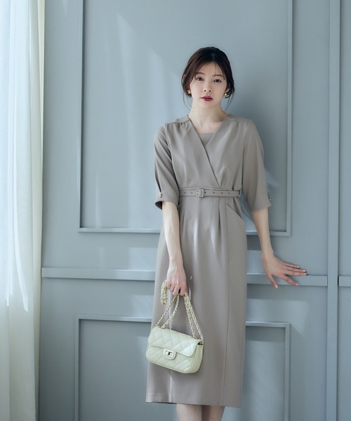 12Twelve Agenda（トゥエルブ　アジェンダ）の「カシュクール風ナローワンピース（ワンピース・レディース・ブルーグリーン/ベージュ/グリーン・M）」の21枚目の写真