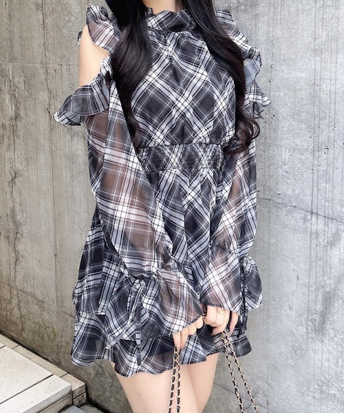 INGNI（イング）の「2Wayリボン肩あきフリルミニワンピース（ワンピース・レディース・ブラック系/ネイビー系2/ホワイト系その他3・M）」の12枚目の写真