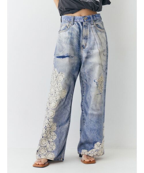 Ungrid（アングリッド）の「プリントデザインルーズデニム（デニムパンツ・レディース・ブルー・26inch/25inch/24inch）」の5枚目の写真