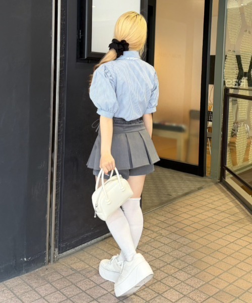 Another Branch olive des olive(アナザーブランチオリーブデオリーブ)の「【韓国っぽなプレッピーコーデが叶う!】スクールネクタイ付シャツ(シャツ/ブラウス・レディース・ブルー系その他/ホワイト系その他/オフホワイト・FREE)」の7枚目の写真