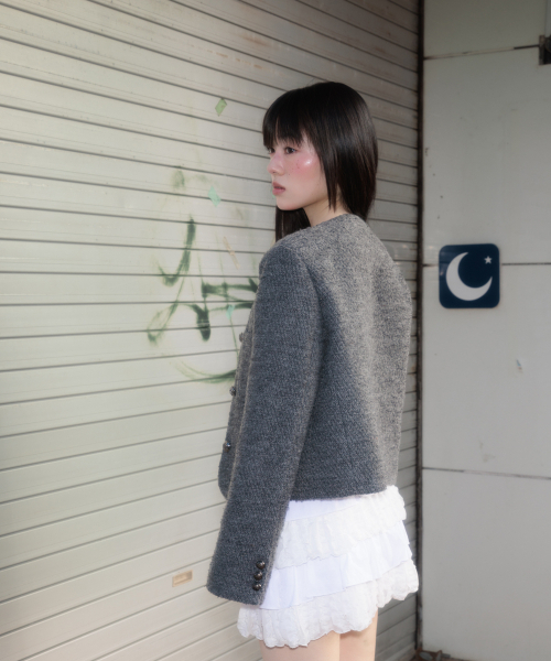 ROSEFRANTZ（ロゼフランツ）の「Classic Button Crop Tweed Jacket [Charcoal]（その他アウター・レディース・ダークグレー・OS）」の9枚目の写真