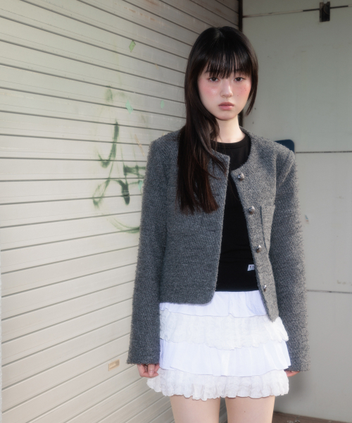 ROSEFRANTZ（ロゼフランツ）の「Classic Button Crop Tweed Jacket [Charcoal]（その他アウター・レディース・ダークグレー・OS）」の10枚目の写真