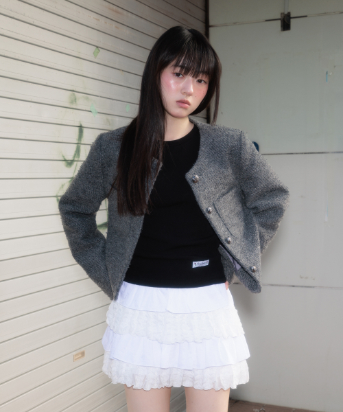 ROSEFRANTZ（ロゼフランツ）の「Classic Button Crop Tweed Jacket [Charcoal]（その他アウター・レディース・ダークグレー・OS）」の11枚目の写真