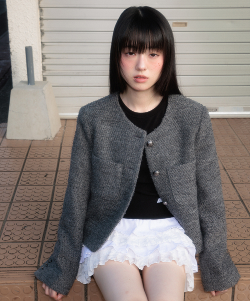 ROSEFRANTZ（ロゼフランツ）の「Classic Button Crop Tweed Jacket [Charcoal]（その他アウター・レディース・ダークグレー・OS）」の15枚目の写真