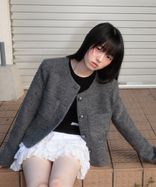 ROSEFRANTZ（ロゼフランツ）の「Classic Button Crop Tweed Jacket [Charcoal]（その他アウター・レディース・ダークグレー・OS）」の16枚目の写真
